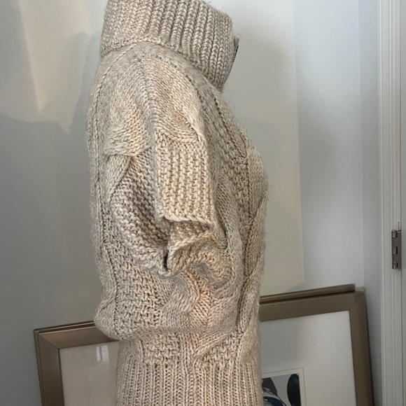 Elsamanda  Beige Zip Up Cable Knit Sweater Vest-Alpaca Wool Blend- Italy-Small - Picture 7 of 11
